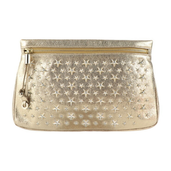 Jimmy Choo Gold Leather Clutch Bag main image 0
